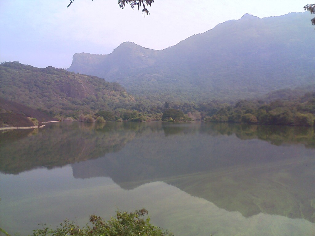 IMAGE_993 The shadow of mountains on the lake near monkey falls, Pollachi Coimbatore